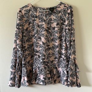 Pink floral work blouse